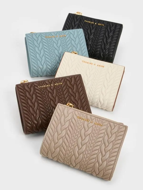 Women Apolline Textured TopZip Wallet 8211 Cream CHARLES and KEITH Small Wallets