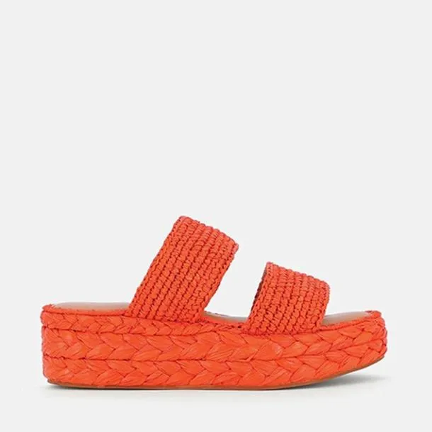 Women ARLENE Papaya Straw Clergerie Mules