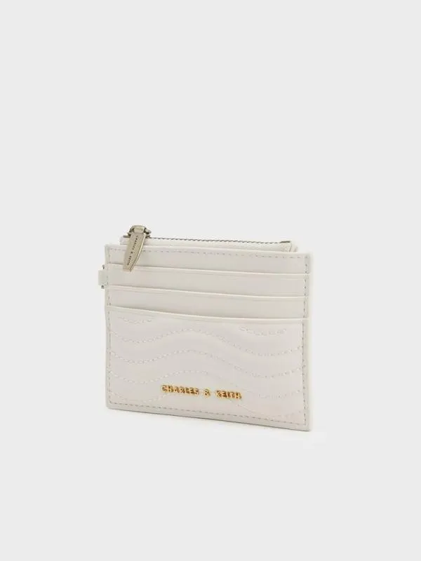 Women Aubrielle StitchTrim Zip Card Holder 8211 Cream CHARLES and KEITH Card Holders