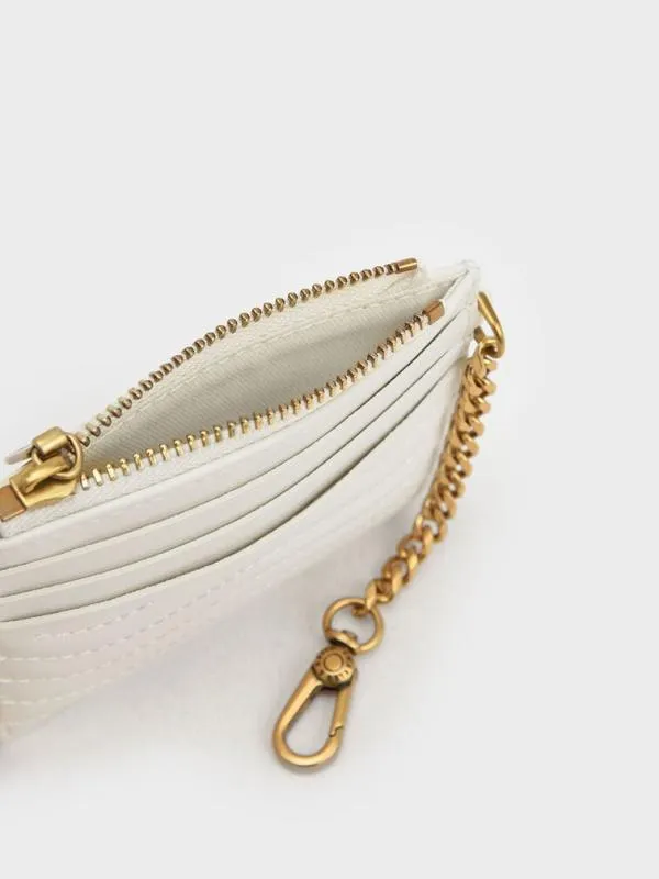 Women Aubrielle StitchTrim Zip Card Holder 8211 Cream CHARLES and KEITH Card Holders