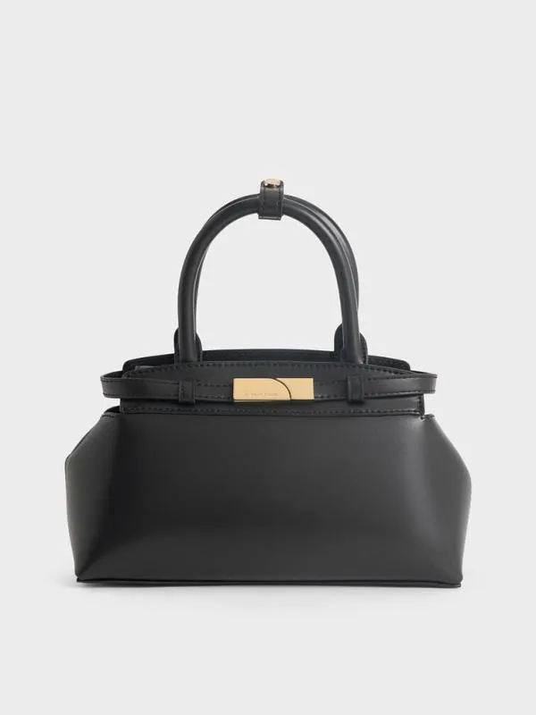 Women Aurelia MetallicAccent Elongated Tote 8211 Black CHARLES and KEITH Tote Bags