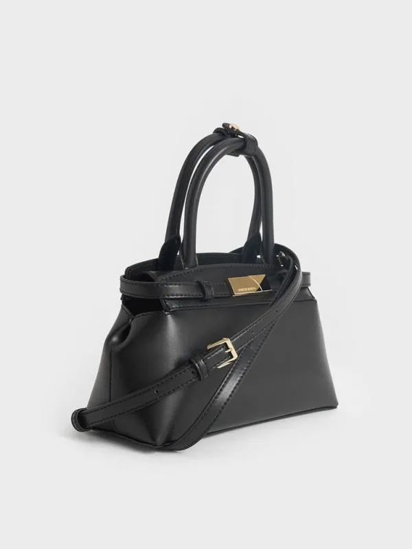 Women Aurelia MetallicAccent Elongated Tote 8211 Black CHARLES and KEITH Tote Bags