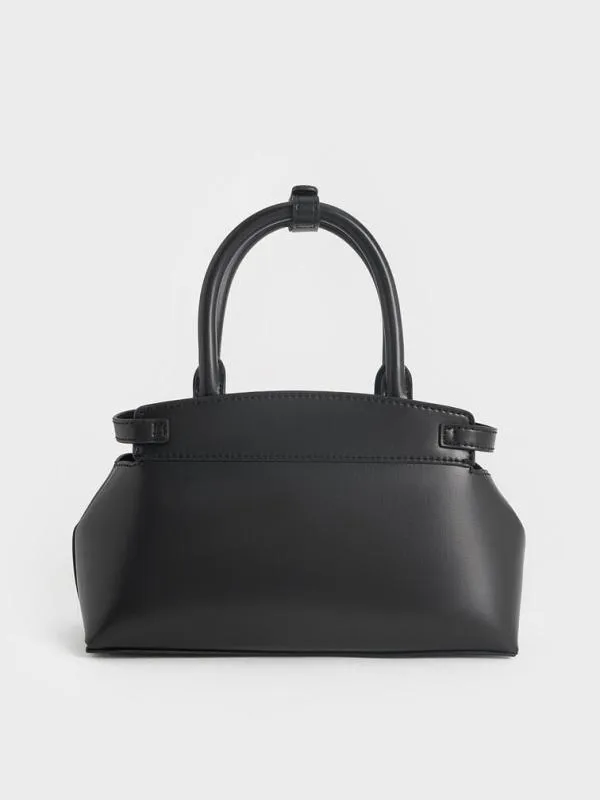Women Aurelia MetallicAccent Elongated Tote 8211 Black CHARLES and KEITH Tote Bags