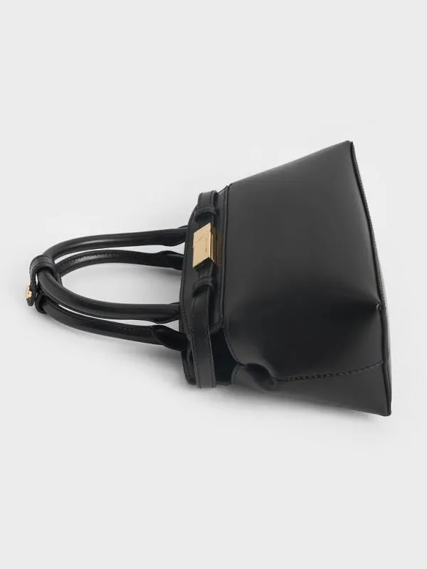 Women Aurelia MetallicAccent Elongated Tote 8211 Black CHARLES and KEITH Tote Bags