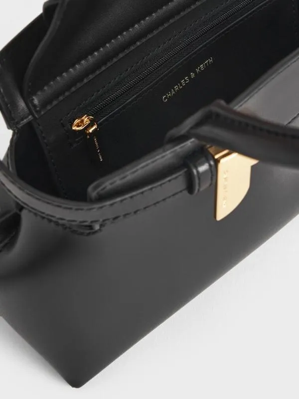 Women Aurelia MetallicAccent Elongated Tote 8211 Black CHARLES and KEITH Tote Bags