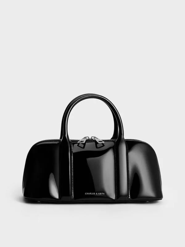 Women Axel Patent Elongated Bowling Bag 8211 Black CHARLES and KEITH Crossbody Bags Women Axel Patent Elongated Bowling Bag 8211 Black CHARLES and KEITH Crossbody Bags