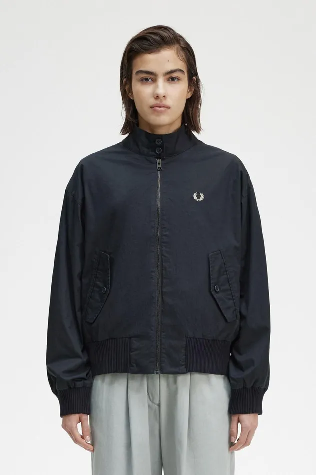 Women Batwing ZipThrough Jacket Navy Fred Perry Coats and Jackets
