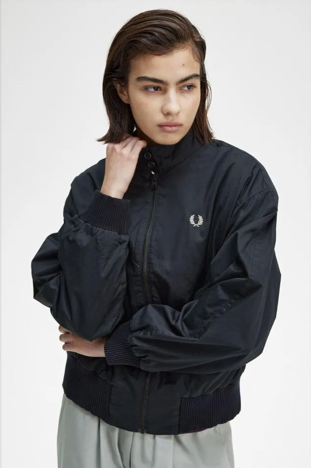 Women Batwing ZipThrough Jacket Navy Fred Perry Coats and Jackets