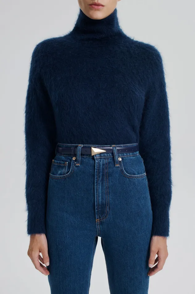 Women Belts Scanlan Theodore BRUSHED TRIANGLE TRIM BELT 2 DARKNAVY
