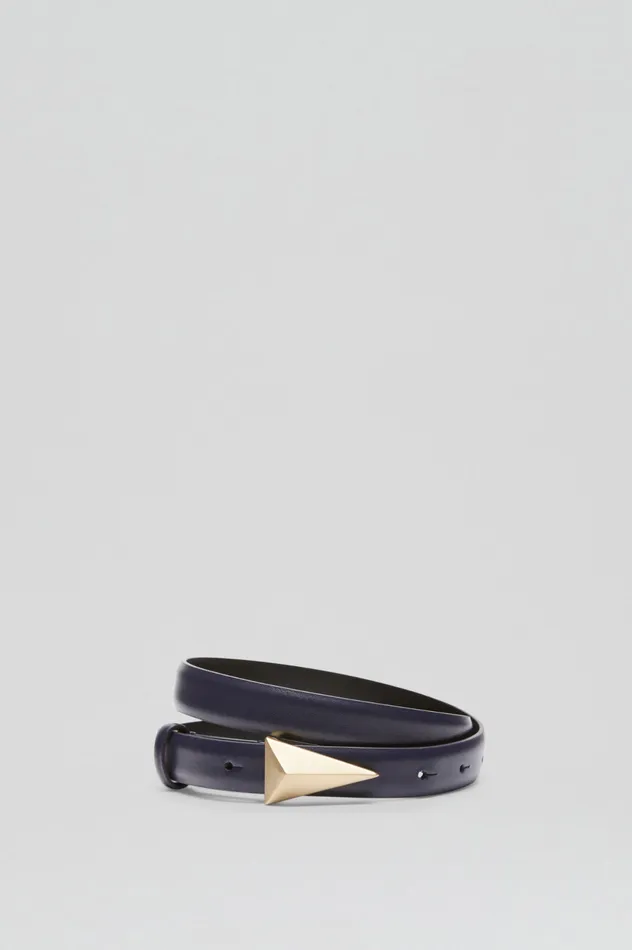 Women Belts Scanlan Theodore BRUSHED TRIANGLE TRIM BELT 2 DARKNAVY