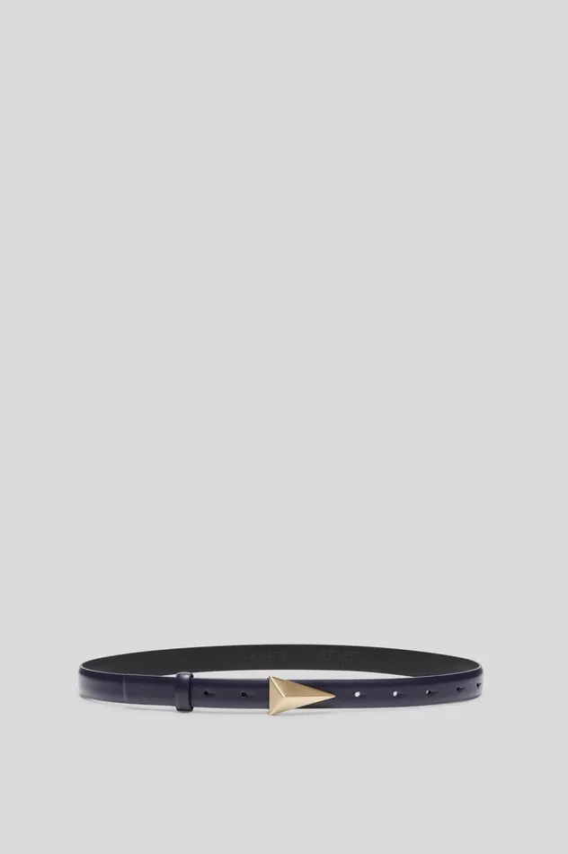 Women Belts Scanlan Theodore BRUSHED TRIANGLE TRIM BELT 2 DARKNAVY