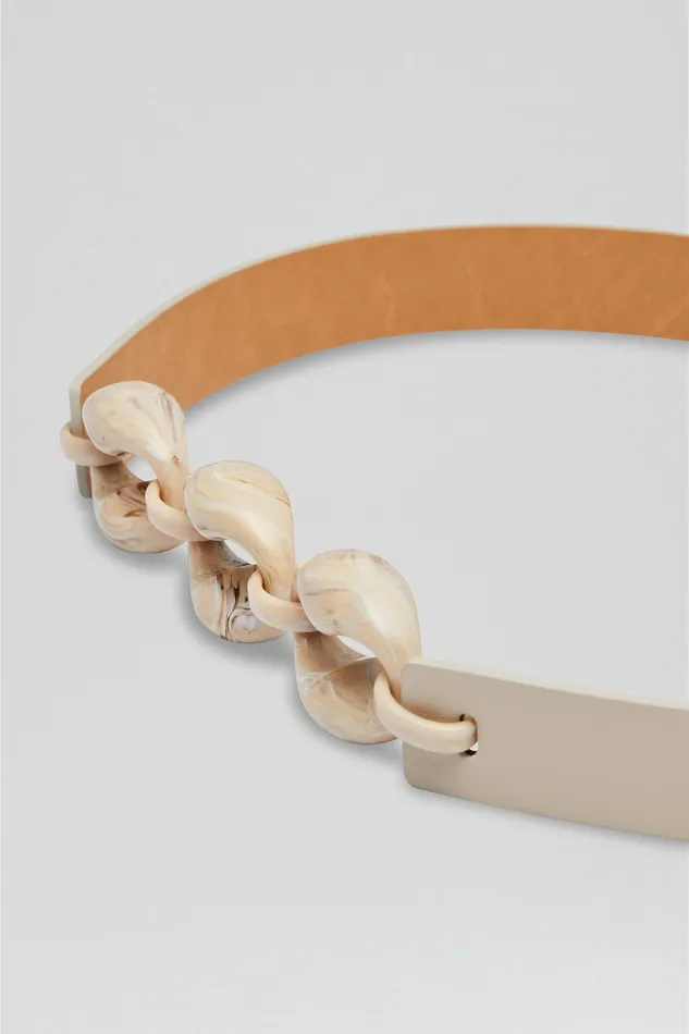 Women Belts Scanlan Theodore RESIN CHUNKY TRIM BELT 25 OYSTER Women Belts Scanlan Theodore RESIN CHUNKY TRIM BELT 25 OYSTER