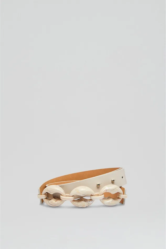 Women Belts Scanlan Theodore RESIN CHUNKY TRIM BELT 25 OYSTER Women Belts Scanlan Theodore RESIN CHUNKY TRIM BELT 25 OYSTER