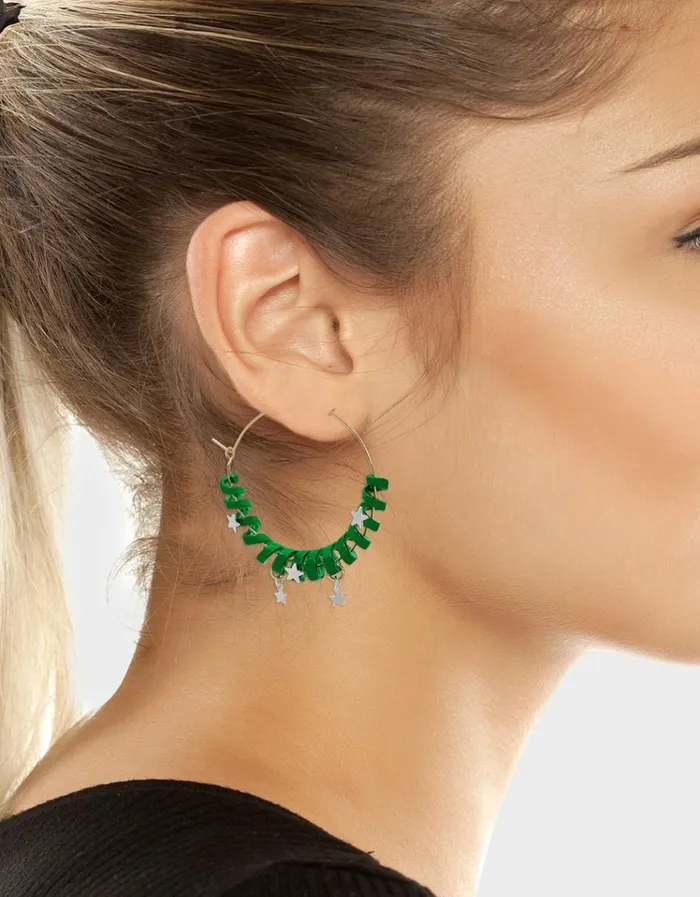 Women BETSEYS HOLIDAY COIL HOOP EARRINGS GREEN Green Betsey Johnson Women BETSEYS HOLIDAY COIL HOOP EARRINGS GREEN Green Betsey Johnson