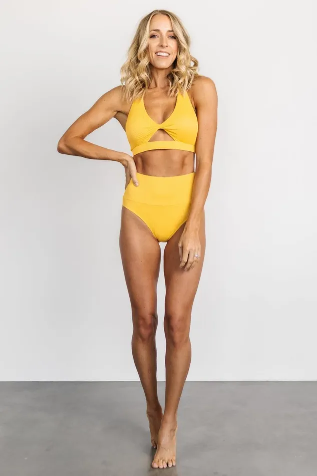Women Bikini Baltic Born Del Mar Ribbed Bikini Bottom Yellow Women Bikini Baltic Born Del Mar Ribbed Bikini Bottom Yellow