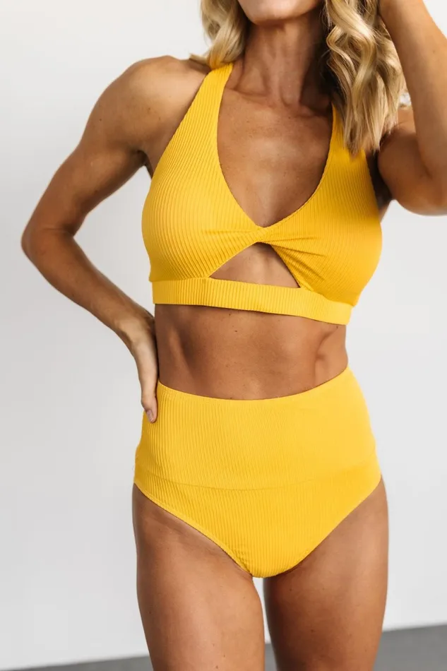 Women Bikini Baltic Born Del Mar Ribbed Bikini Bottom Yellow Women Bikini Baltic Born Del Mar Ribbed Bikini Bottom Yellow