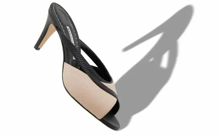 Women Black And Beige Calf Leather Mules Manolo Blahnik Mules