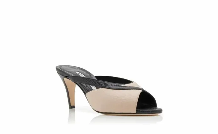 Women Black And Beige Calf Leather Mules Manolo Blahnik Mules