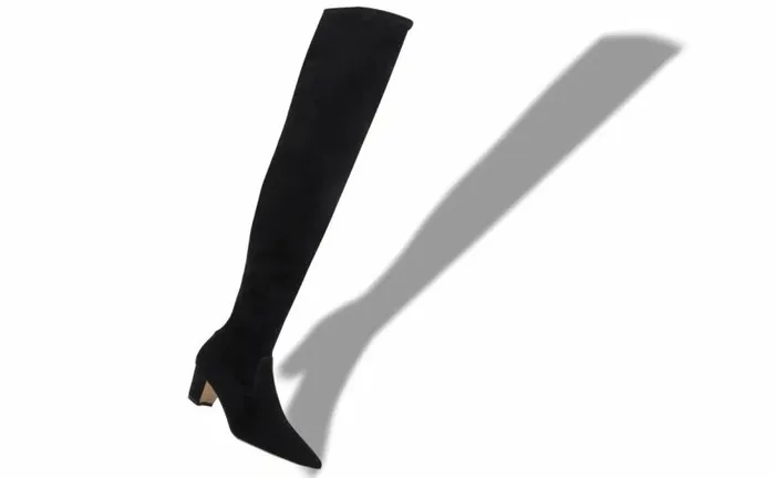 Women Black Suede Thigh High Boots Manolo Blahnik Boots