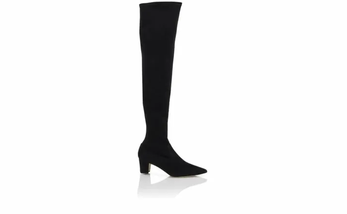 Women Black Suede Thigh High Boots Manolo Blahnik Boots