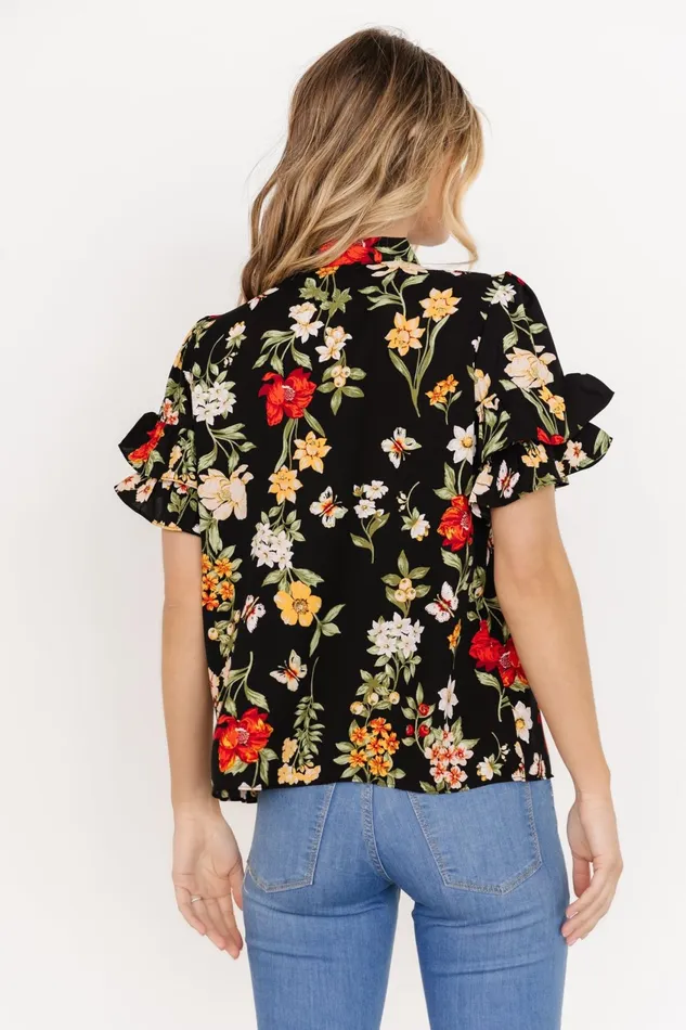 Women Blouses Shirts Baltic Born Judy Ruffle Sleeve Top Black Multi Women Blouses Shirts Baltic Born Judy Ruffle Sleeve Top Black Multi