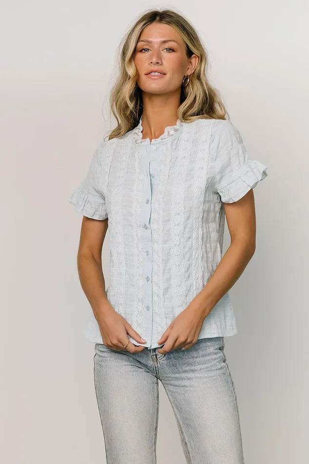 Women Blouses Shirts Baltic Born Zara Lace Top Blue
