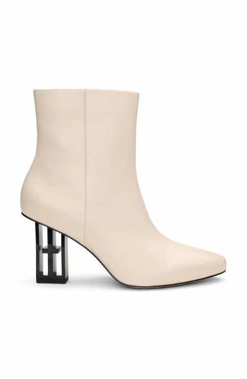 Women Boots Liverpool Los Angeles Claremont Icon Heel Side Zip Bootie Ecru