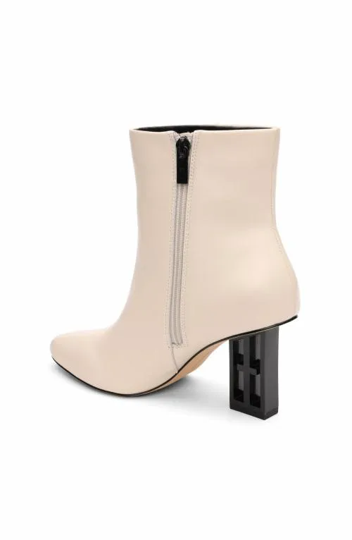 Women Boots Liverpool Los Angeles Claremont Icon Heel Side Zip Bootie Ecru