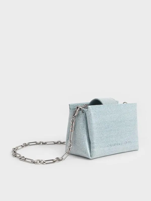Women Bosie Denim Top Handle Pouch 8211 Denim Blue CHARLES and KEITH Wristlets and Pouches