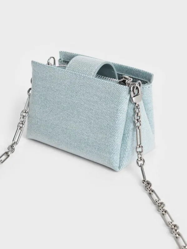 Women Bosie Denim Top Handle Pouch 8211 Denim Blue CHARLES and KEITH Wristlets and Pouches