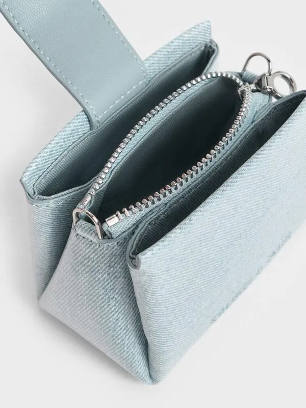 Women Bosie Denim Top Handle Pouch 8211 Denim Blue CHARLES and KEITH Wristlets and Pouches