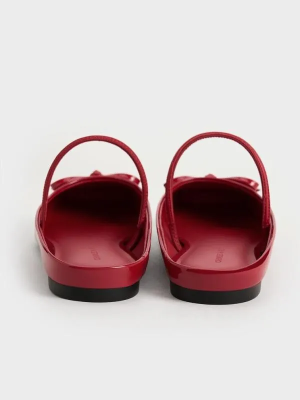 Women Bow SquareToe Ballet Mules 8211 Red CHARLES and KEITH Flats