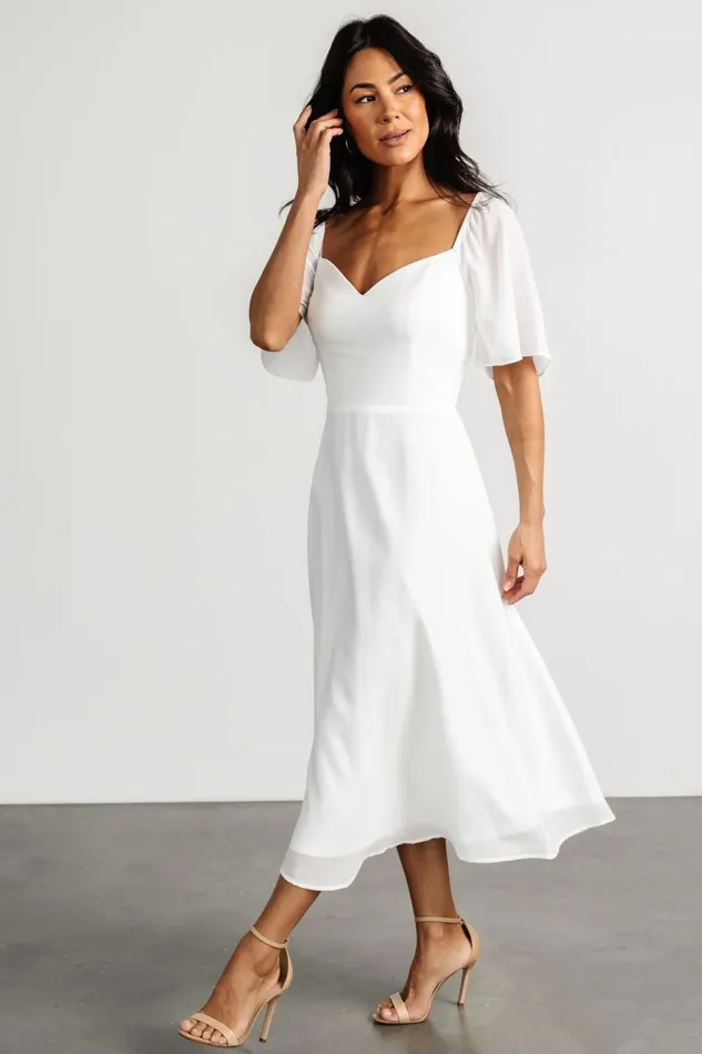 Women Bridal Baltic Born Colette Sweetheart Midi Dress White