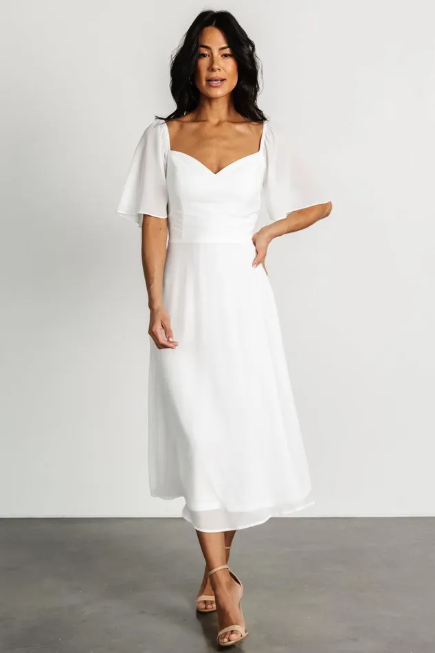 Women Bridal Baltic Born Colette Sweetheart Midi Dress White