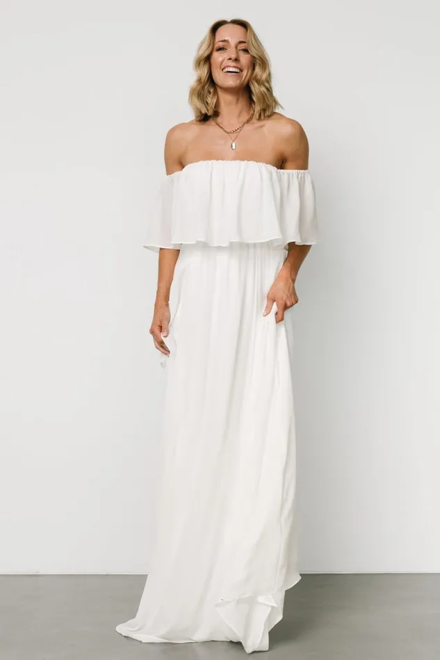 Women Bridal Baltic Born Diana Off Shoulder Maxi Dress Off White