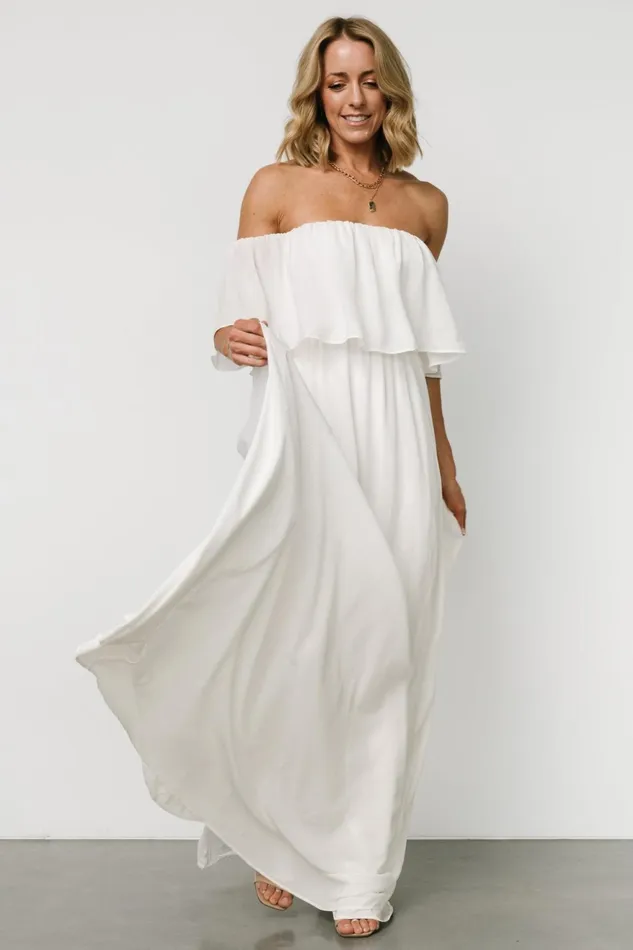 Women Bridal Baltic Born Diana Off Shoulder Maxi Dress Off White