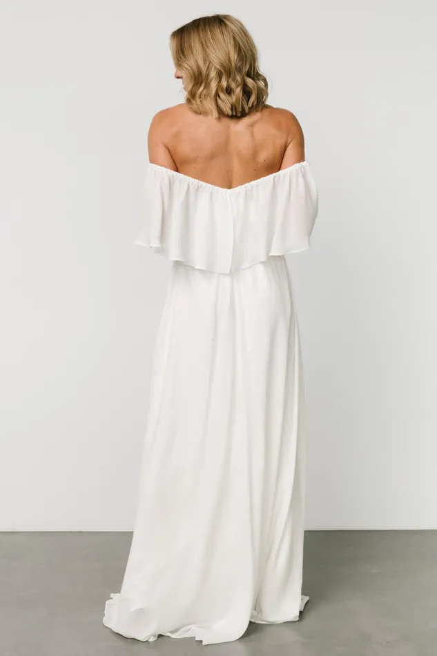 Women Bridal Baltic Born Diana Off Shoulder Maxi Dress Off White