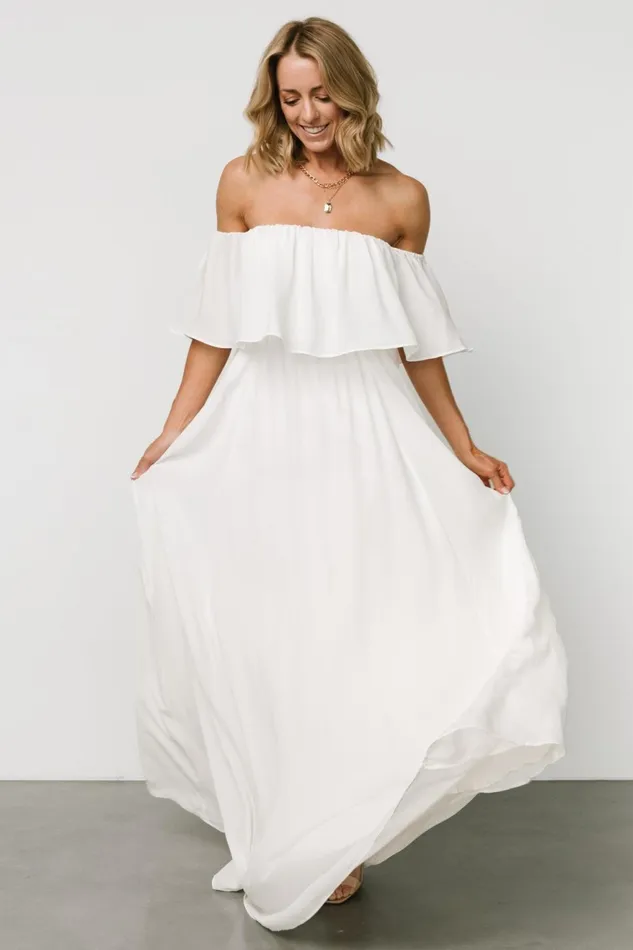 Women Bridal Baltic Born Diana Off Shoulder Maxi Dress Off White