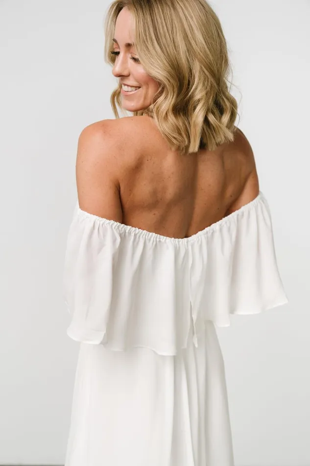 Women Bridal Baltic Born Diana Off Shoulder Maxi Dress Off White