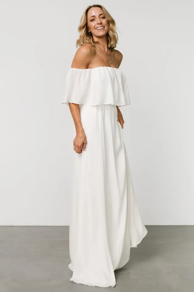 Women Bridal Baltic Born Diana Off Shoulder Maxi Dress Off White