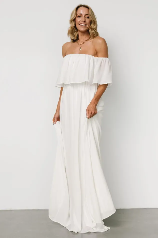 Women Bridal Baltic Born Diana Off Shoulder Maxi Dress Off White