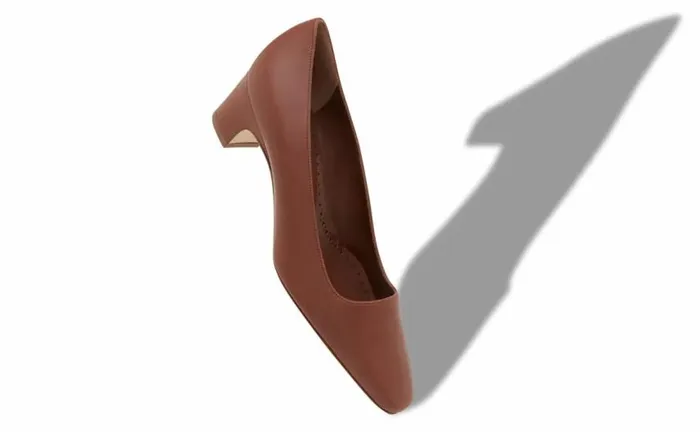 Women Brown Nappa Leather Pumps Manolo Blahnik Pumps