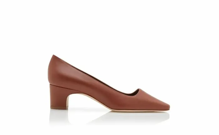 Women Brown Nappa Leather Pumps Manolo Blahnik Pumps