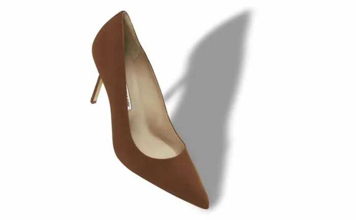Women Brown Suede Pointed Toe Pumps Manolo Blahnik Pumps