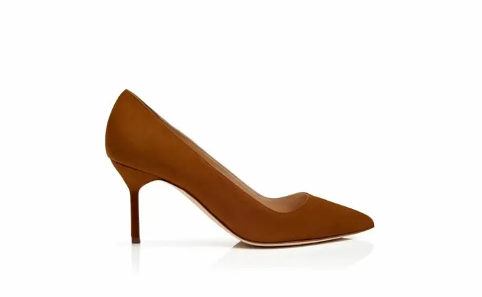 Women Brown Suede Pointed Toe Pumps Manolo Blahnik Pumps
