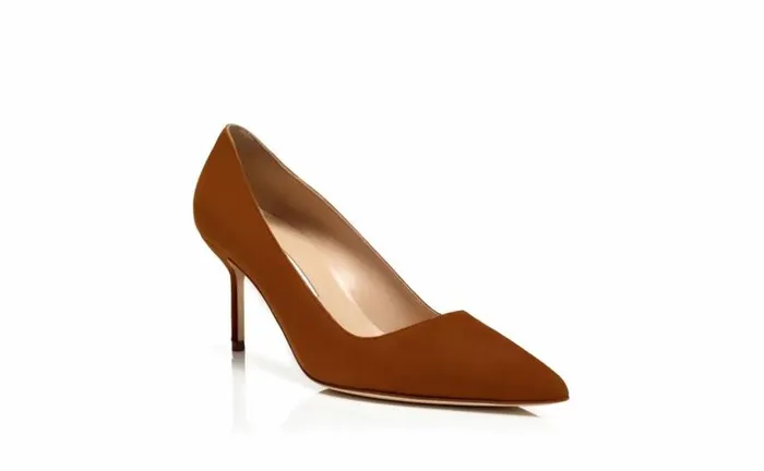 Women Brown Suede Pointed Toe Pumps Manolo Blahnik Pumps