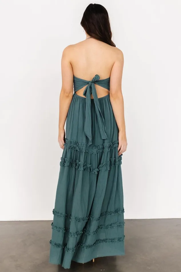 Women Bump Friendly Baltic Born Augusta Halter Neck Maxi Dress Dusty Jade
