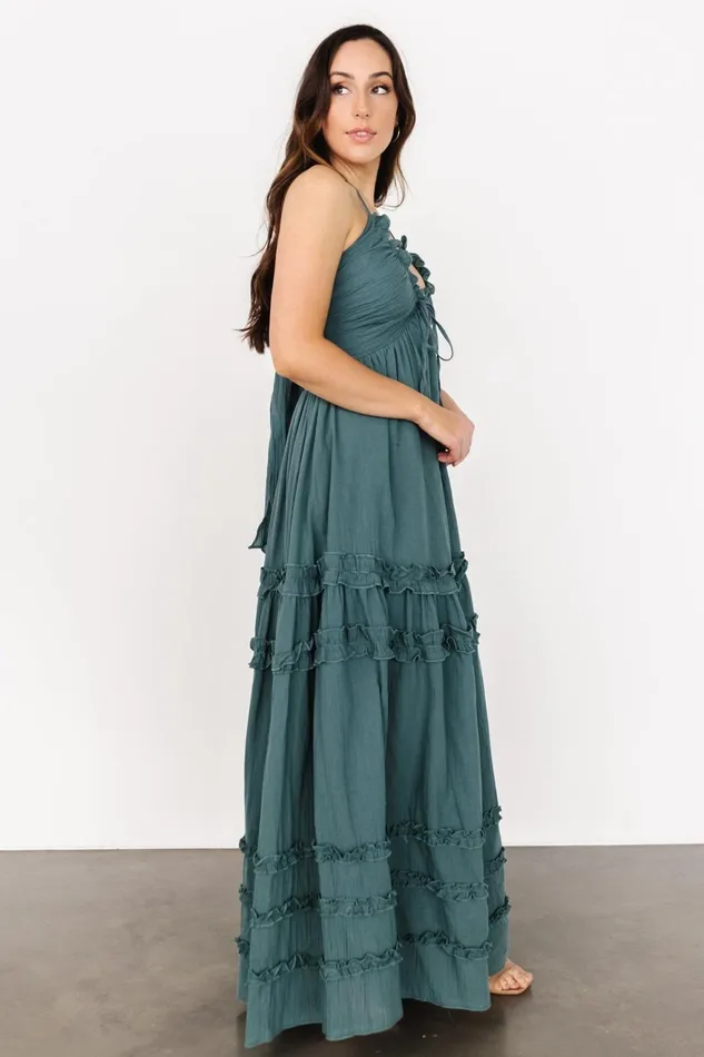 Women Bump Friendly Baltic Born Augusta Halter Neck Maxi Dress Dusty Jade