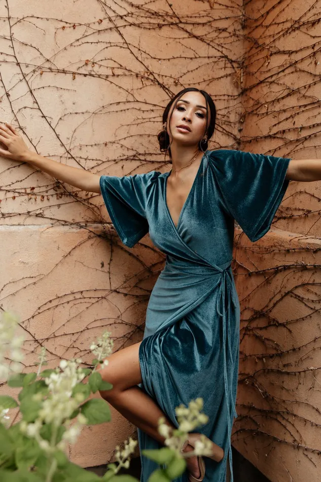 Women Bump Friendly Baltic Born Meghan Velvet Wrap Maxi Dress Persian Blue Women Bump Friendly Baltic Born Meghan Velvet Wrap Maxi Dress Persian Blue