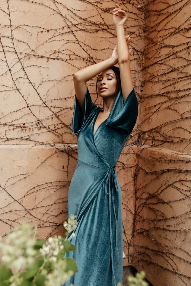 Women Bump Friendly Baltic Born Meghan Velvet Wrap Maxi Dress Persian Blue Women Bump Friendly Baltic Born Meghan Velvet Wrap Maxi Dress Persian Blue